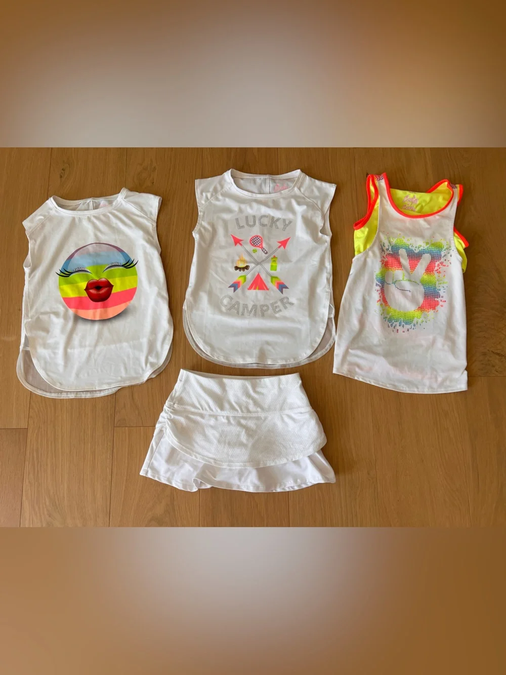 Lucky in Love Tennis Tops & Skirt Bundle Girls S 7-8 $125
